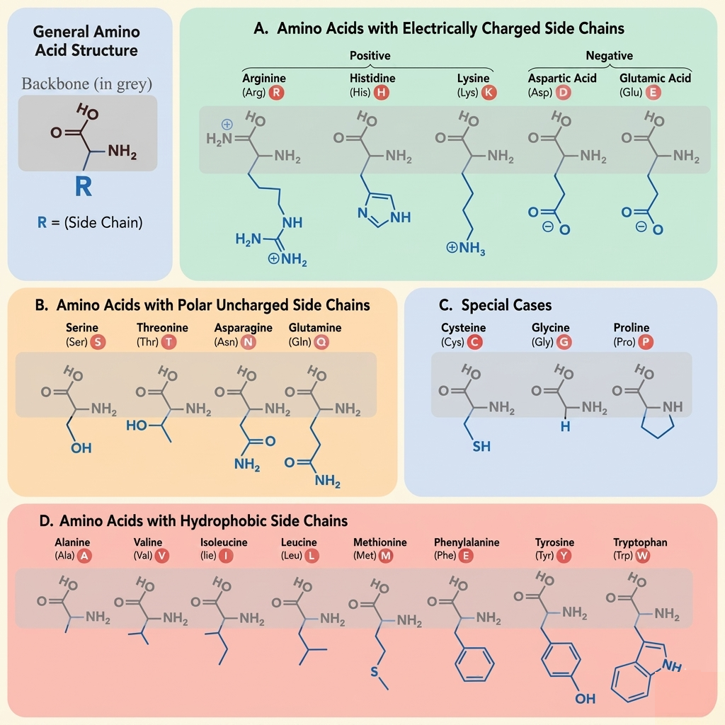 All 20 Amino Acid Structures