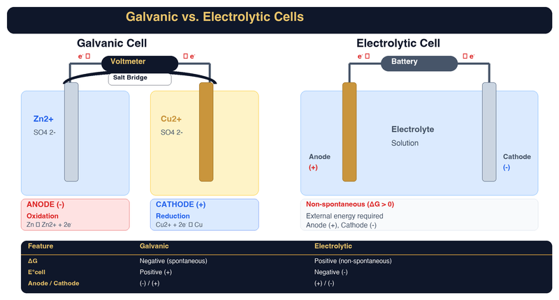 Galvanic and Electrolytic Cell Diagrams